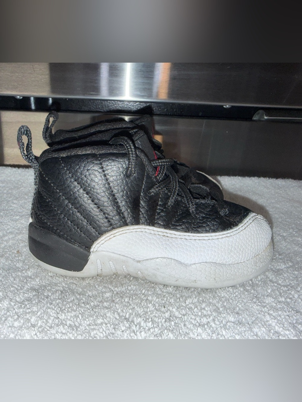 Nike Air Jordan 12 Retro TD‎ Playoffs Black and White Kids Sneakers Size 7C